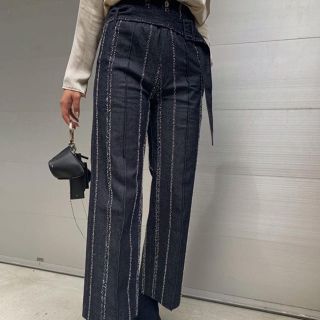 アメリヴィンテージ(Ameri VINTAGE)の完売商品　定価NEEDLE STRIPE DENIM PANTS (デニム/ジーンズ)