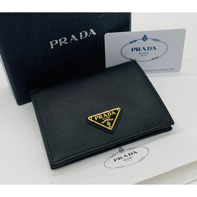 ⭐️ 極美品 プラダ サフィアーノ コンパクト 二つ折り財布 トライアングルファッション小物