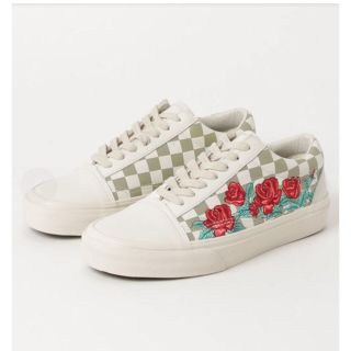 ヴァンズ(VANS)のバンズ　オールドスクール　薔薇　ローズ　レザー　チェック　23  新品未使用(スニーカー)