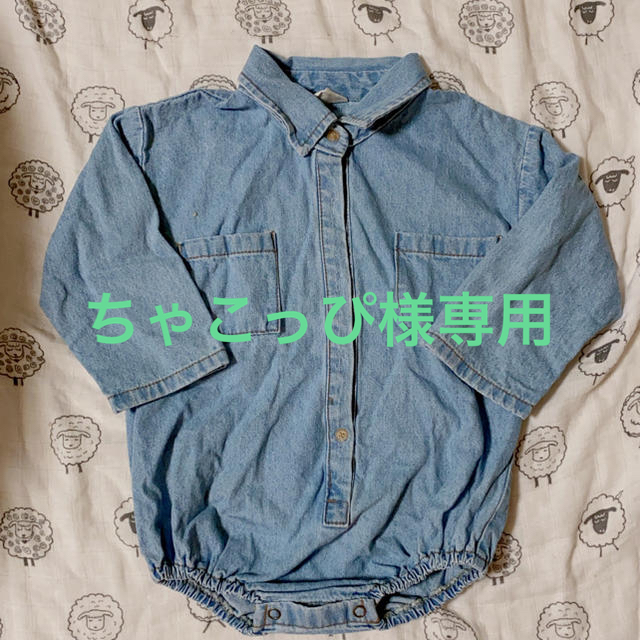 韓国子供服　デニムシャツ　ロンパース　カバーオール　80 キッズ/ベビー/マタニティのベビー服(~85cm)(ロンパース)の商品写真