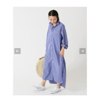 アメリカーナ(AMERICANA)のAmericana stripe シャツワンピース(ロングワンピース/マキシワンピース)