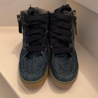 ディーゼル(DIESEL)のDIESEL デニムハイカットインヒールスニーカー (スニーカー)