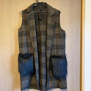 ザラ(ZARA)のりさママ様専用　ZARA ファー付きチェックジレ ベスト(ベスト/ジレ)