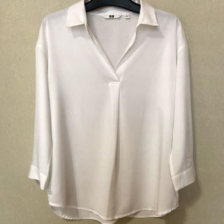 ユニクロ(UNIQLO)の【UNIQLO】レーヨンスキッパーブラウス(7分袖)ホワイト(シャツ/ブラウス(長袖/七分))