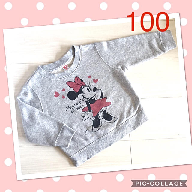 UNIQLO(ユニクロ)のユニクロ＊Disney＊ミニー＊長袖＊トレーナー＊100＊グレー＊ディズニー キッズ/ベビー/マタニティのキッズ服女の子用(90cm~)(Tシャツ/カットソー)の商品写真