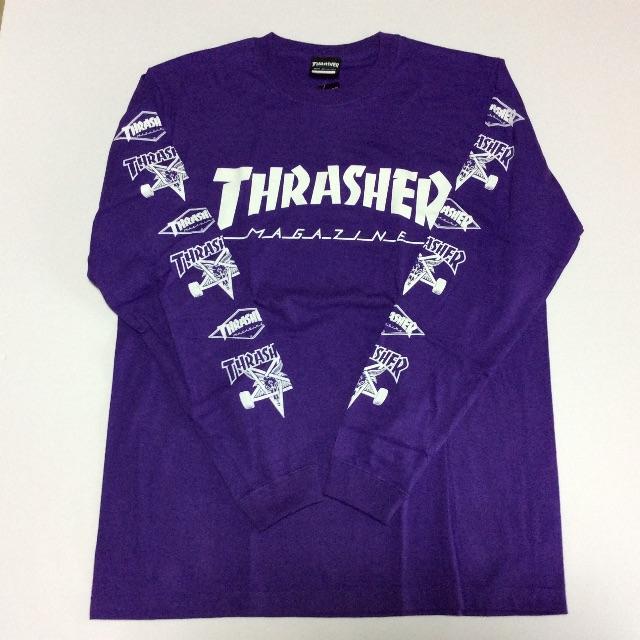 THRASHER(スラッシャー)のTHRASHER ロンTシャツ パープル Lサイズ スラッシャー スケボー メンズのトップス(Tシャツ/カットソー(七分/長袖))の商品写真