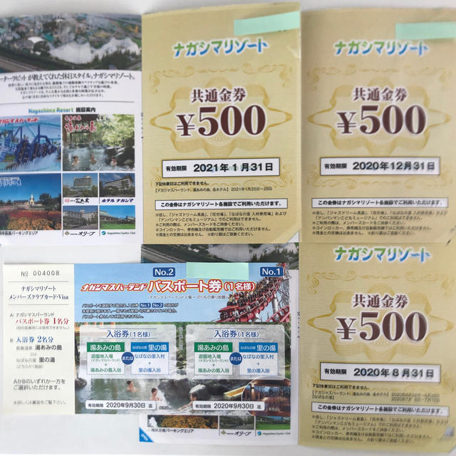 ナガシマスパーランド パスポート2名分+金券1500円分
