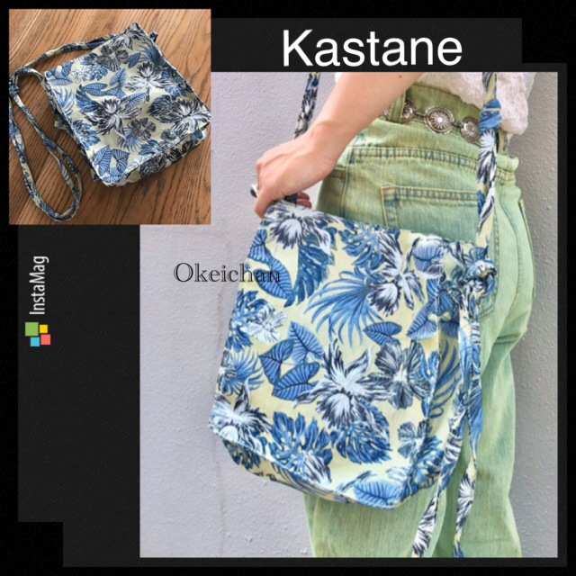 Kastane(カスタネ)の新品未使用☆サテンジャガードスクエアBAG イエロー  レディースのバッグ(ショルダーバッグ)の商品写真