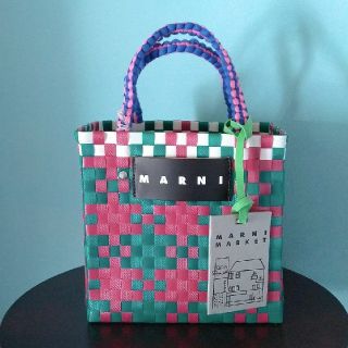 マルニ(Marni)のMARNI マルニ ジャージーハンドル ピクニックバッグ ミニ ボルドー(かごバッグ/ストローバッグ)