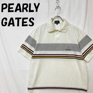 パーリーゲイツ(PEARLY GATES)の【人気】パーリーゲイツ ゴルフウェア ポロシャツ 刺繍ロゴ ボーダー サイズ5(ポロシャツ)