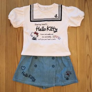 サンリオ(サンリオ)の【新品】120 女児用 Ｔシャツ＆キュロットスカートセット(Tシャツ/カットソー)