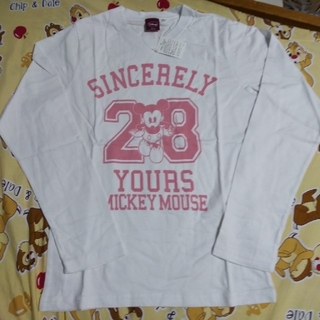 ディズニー(Disney)のミッキーマウス:長袖ホワイトTシャツ(Tシャツ(長袖/七分))