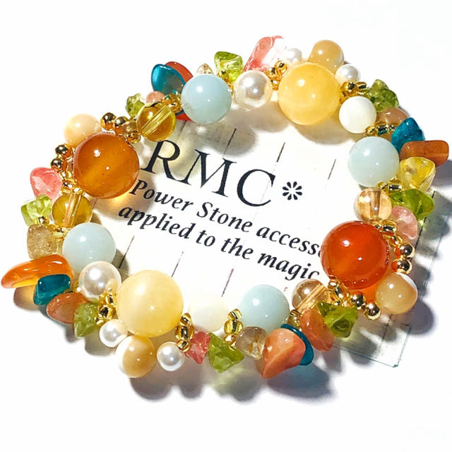 RMC*専用098オレンジお花畑♡パワーストーンブレスレット