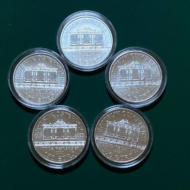 エンタメ/ホビーオーストリア ウィーン銀貨(2020年)5枚セット　-1オンス銀貨-