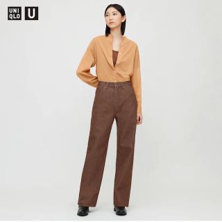 ユニクロ(UNIQLO)のユニクロU ハイライズボーイフレンドジーンズ ダークブラウン 26インチ(デニム/ジーンズ)