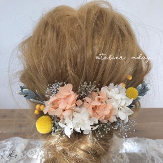 髪飾り【B1】ヘッドパーツ　ドライフラワー　結婚式　成人式　卒業式(ヘアアクセサリー)