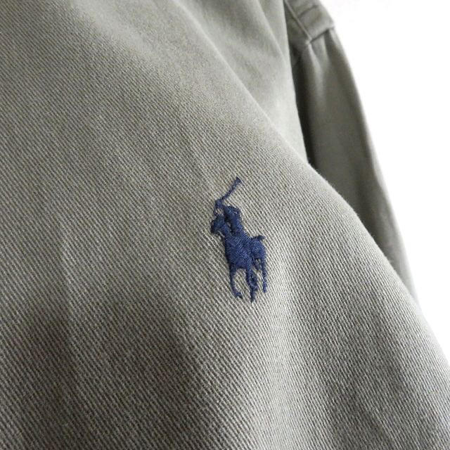 POLO RALPH LAUREN(ポロラルフローレン)の90s ラルフローレン 刺繍ロゴ シャツ グレー 古着女子 vintage レディースのトップス(シャツ/ブラウス(長袖/七分))の商品写真