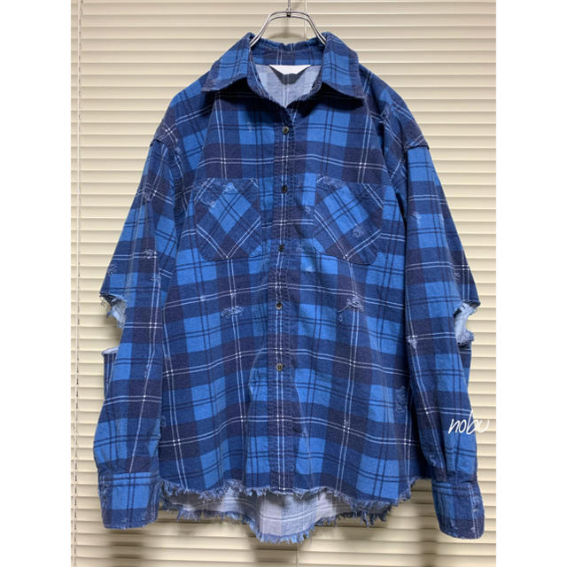 極美品【 UNUSED 】Damage Check Nel Shirt