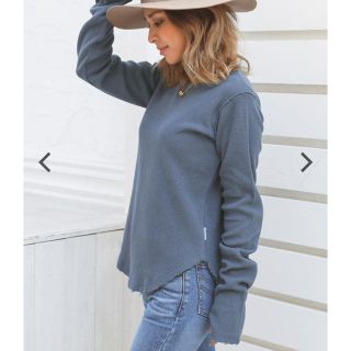 アリシアスタン(ALEXIA STAM)のRound Hem Waffle Top Navy(カットソー(長袖/七分))