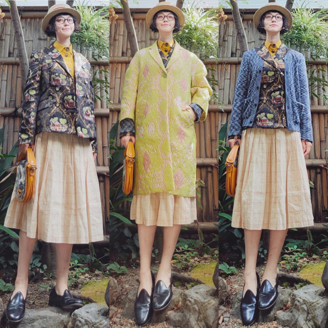 Scye(サイ)の日本製 scyeサイ リネン混チェックプリーツロングスカート ベージュジャガード レディースのスカート(ロングスカート)の商品写真