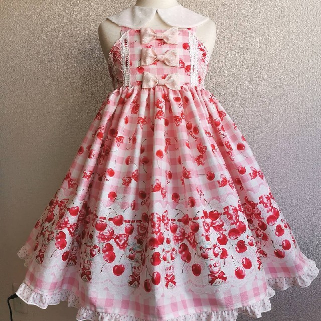 キッズ服女の子用(90cm~)チェリーパフェジャンパースカート