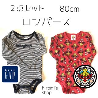 ヒステリックミニ(HYSTERIC MINI)の２点セット　長袖ロンパース　男の子　女の子　80cm ヒスミニ　ベビーギャップ(ロンパース)