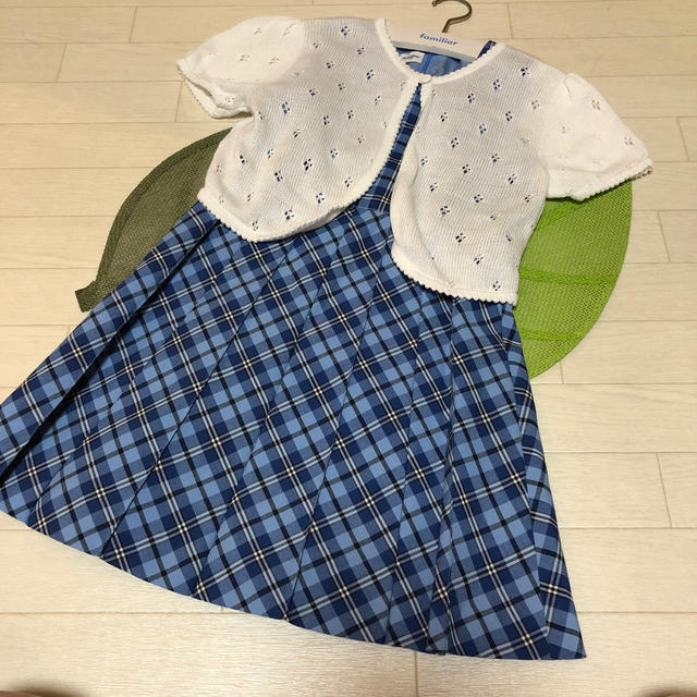 familiar - 美品☆ファミリア チェックワンピース&カーディガン ボレロ