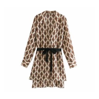 ザラ(ZARA)の🍁秋新作🍁2437◆ベロア リボン レトロ 柄 ブラウス(シャツ/ブラウス(長袖/七分))