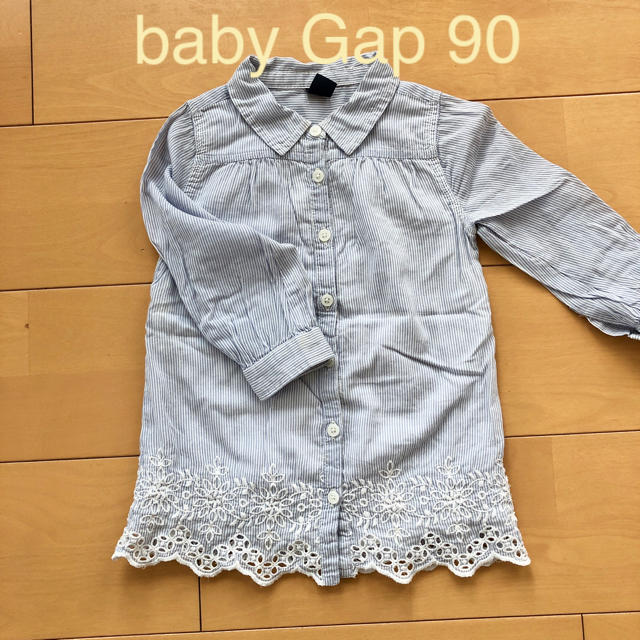 babyGAP(ベビーギャップ)のbaby Gap 水色ストライプ チュニック 90 キッズ/ベビー/マタニティのキッズ服女の子用(90cm~)(ワンピース)の商品写真