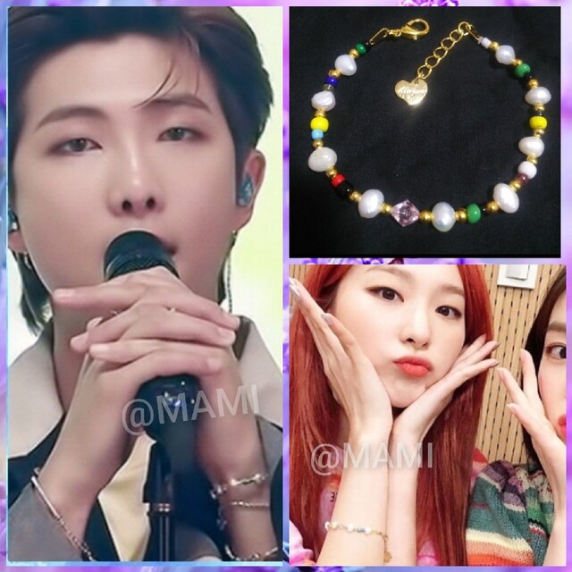 防弾少年団(BTS)(ボウダンショウネンダン)の♥️パール カラフルビーズ ブレスレット♥️BTS RM red velvet レディースのアクセサリー(ブレスレット/バングル)の商品写真