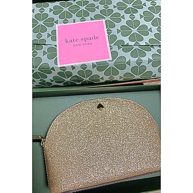 新品】KATE SPADE ポーチ　小物入れ　ゴールド　⭐︎箱付き