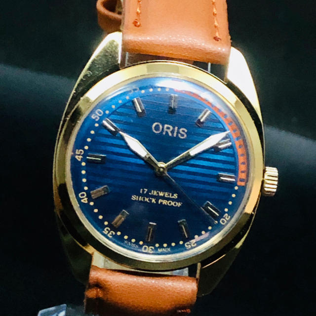 オリス ネイビー 激レア メンズ腕時計 機械式手巻 17石1970’s