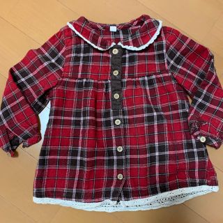 ニシマツヤ(西松屋)の【値下げ】美品！女の子　トップス　チェック　長袖　シャツ　95(ブラウス)