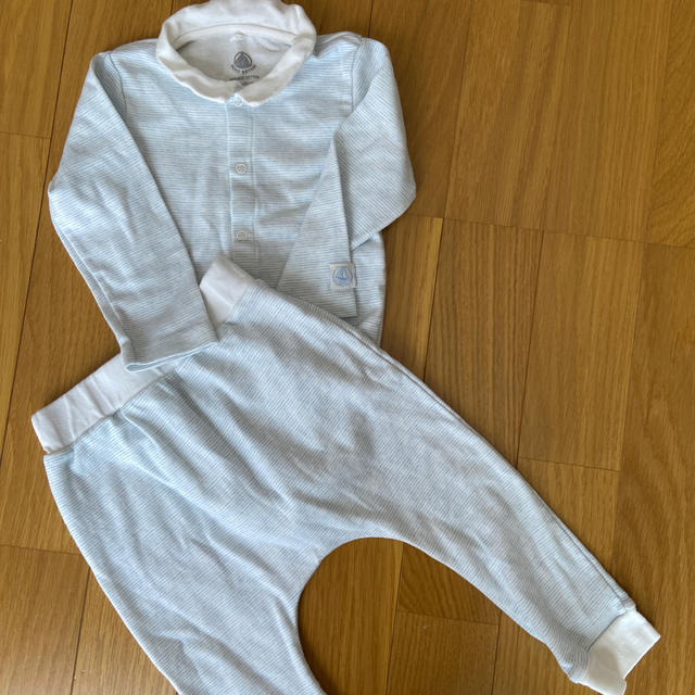 PETIT BATEAU(プチバトー)のプチバトー　ロンパース　パンツ　セット キッズ/ベビー/マタニティのベビー服(~85cm)(ロンパース)の商品写真