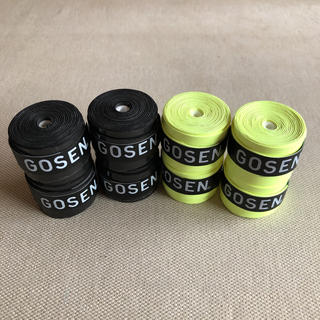 ゴーセン(GOSEN)のGOSENグリップテープ 黒とフラッシュイエロー各4個 計8個(テニス)