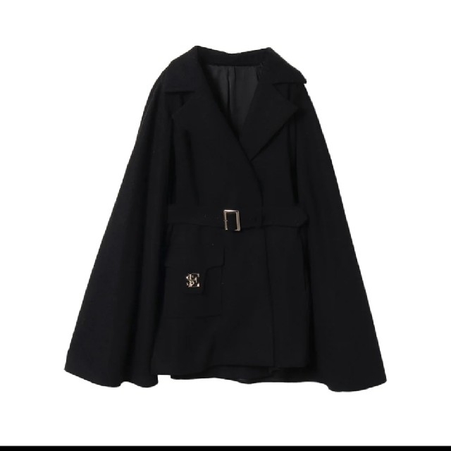 eimy istoire(エイミーイストワール)のESモチーフマントコート （BLACK） レディースのジャケット/アウター(その他)の商品写真