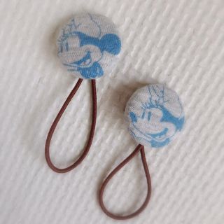 ディズニー(Disney)のハンドメイド ベビー キッズ 親子 くるみボタンヘアゴム 2本セット(ヘアアクセサリー)