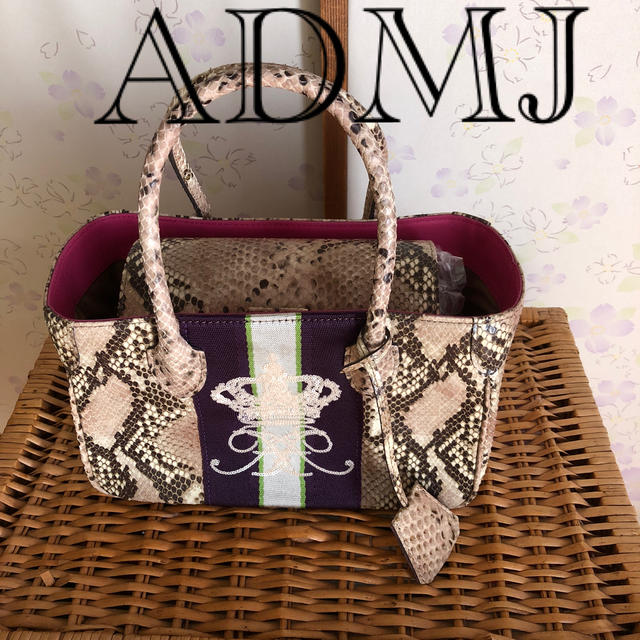A.D.M.J.(エーディーエムジェイ)のADMJ パイソン型押しミニトートバック レディースのバッグ(ハンドバッグ)の商品写真