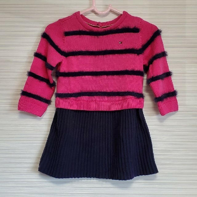 TOMMY HILFIGER(トミーヒルフィガー)の美品 TOMMY  ニットワンピース  キッズ/ベビー/マタニティのベビー服(~85cm)(ワンピース)の商品写真