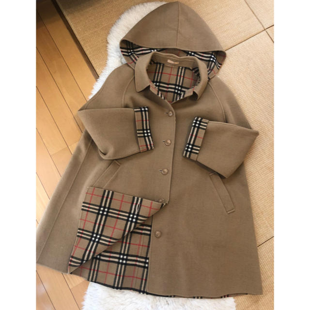 BURBERRY(バーバリー)の美品本物バーバリーズBurberrys上質ウールカシミヤ混フード付きコート♫ レディースのジャケット/アウター(ロングコート)の商品写真