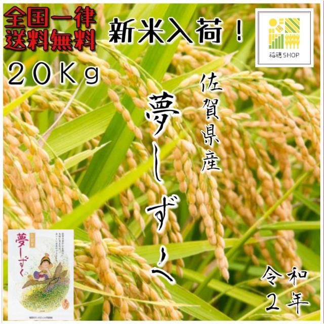 令和2年　米/穀物　夢しずく　佐賀県産　即日発送】新米　白米20kg