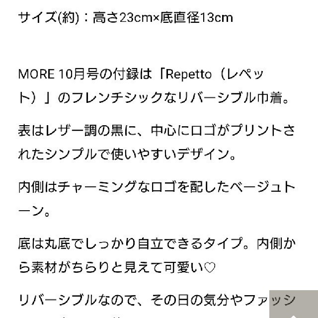 repetto(レペット)のMORE (モア) 2020年 11月号 付録 レディースのファッション小物(ポーチ)の商品写真