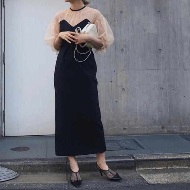 Ameri VINTAGE(アメリヴィンテージ)のAmeri VINTAGE AIRY SLEEVE TIGHT DRESS レディースのワンピース(ロングワンピース/マキシワンピース)の商品写真