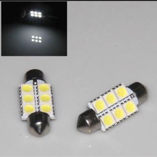 高輝度 車内ランプ 6 SMD LED ルームランプ ホワイト 2個 セット(汎用パーツ)