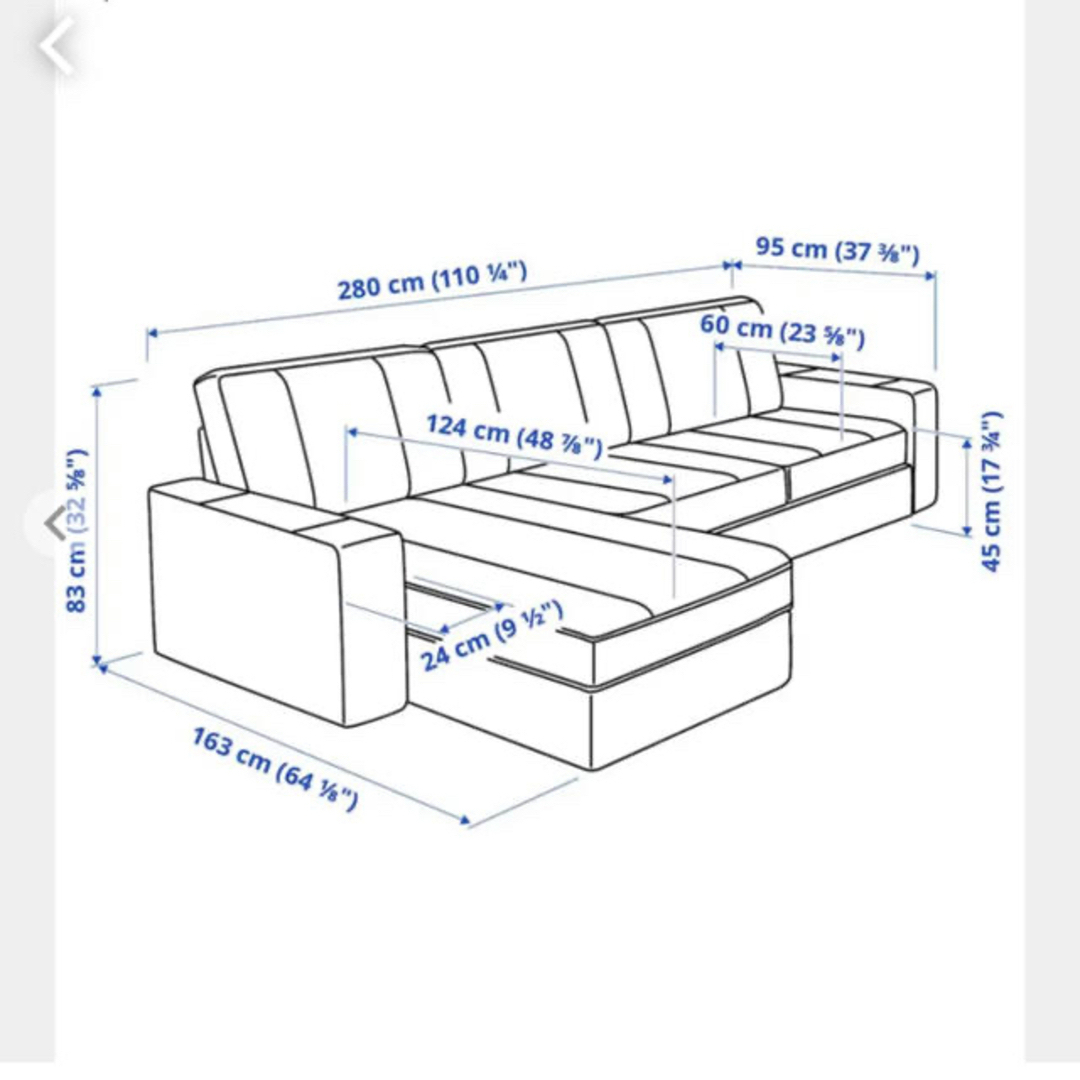 IKEA(イケア)のkivikソファーホワイトカバー インテリア/住まい/日用品のソファ/ソファベッド(ソファカバー)の商品写真