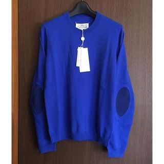 マルタンマルジェラ(Maison Martin Margiela)のM新品 メゾン マルジェラ レディース エルボーパッチ ニット セーター ブルー(ニット/セーター)