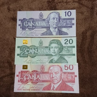 旧カナダドル紙幣 3枚(貨幣)