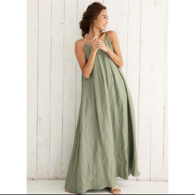 ALEXIASTAM Linen Summer Maxi Dress Khakiのサムネイル