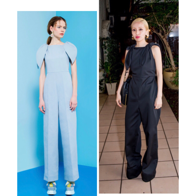 PAMEO POSE(パメオポーズ)のBig bow jumpsuit pameo pose パメオポーズ ブルー レディースのパンツ(オールインワン)の商品写真