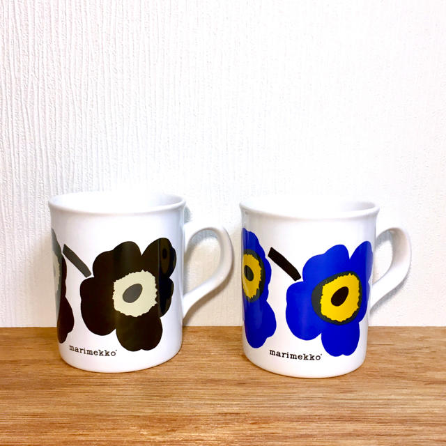 食器marimekko 廃盤 オールドマグ ビンテージ ウニッコ 青 黒 セット